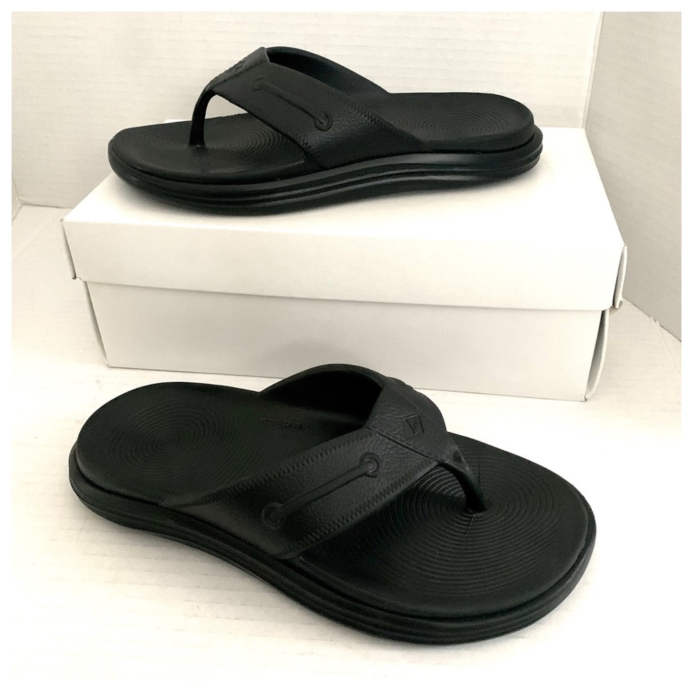 Sperry Windward Women’s Sz 6 M Black Float Thong Flip Flop Sandals STS86577 New